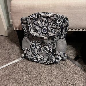Vera Bradley Black and Gray Blue/Purple Floral Backpack